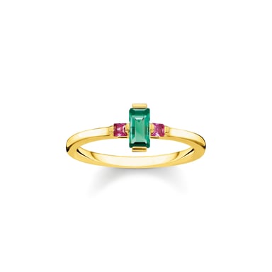 Thomas Sabo Bague Femme Pierre Taille Baguette, Vert