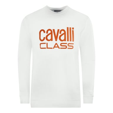 Weißes Sweatshirt mit Cavalli Class-Markenlogo