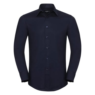 Russell Collection Herren-Langarmhemd aus pflegeleichtem Oxford (Bright Navy)