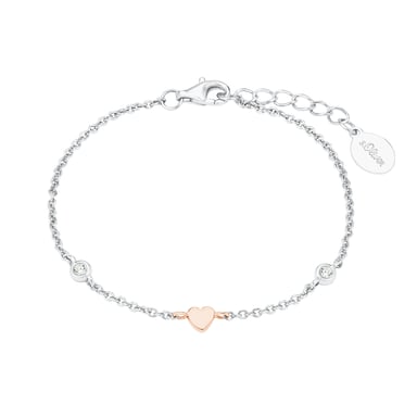 s.Oliver Bracelet pour fille, argent sterling 925, coeur
