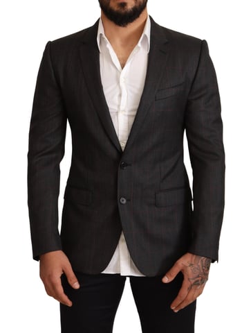 Dolce & Gabbana - Blazer Slim Fit en laine à carreaux gris pour homme