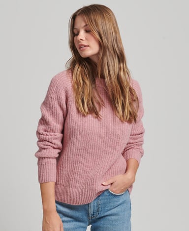 SUPERDRY Pull ras-du-cou côtelé en tweed