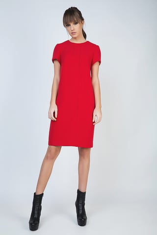 Kurzärmeliges rotes Kleid mit Paneel-Detail