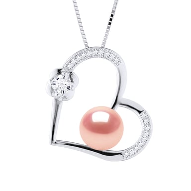 LOVE Halskette Süßwasserperle 8-9mm Rose 925