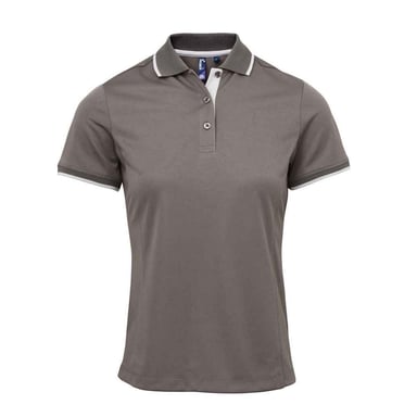Premier - "Coolchecker" Poloshirt für Damen (Dunkelgrau/Silber)
