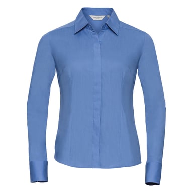 Russell Collection - Popeline-Bluse mit langen Ärmeln - Damen (Hellblau)