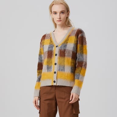 Strickjacke mit Karomuster