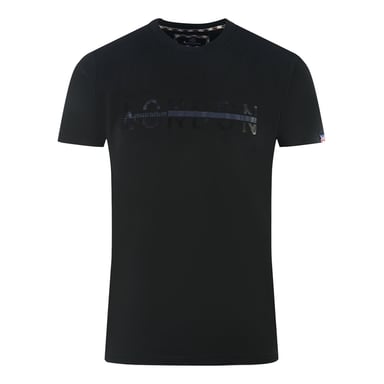 Aquascutum London 1851 Split Logo Schwarzes T-Shirt