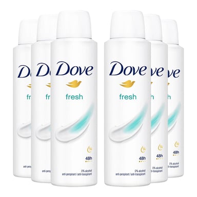Dove Fresh Anti-Perspirant with 48H Sweat Protection Deo for Women 150ml, 6 Pack