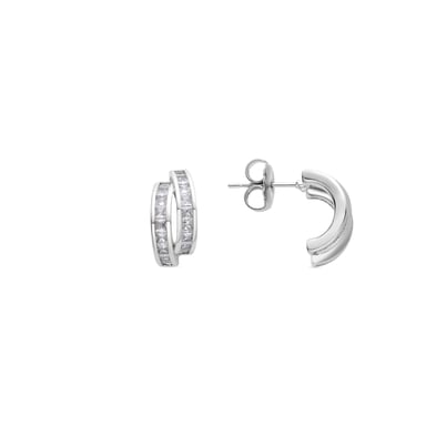 Luxenter rhodinierte Brillant-Zirkonia-Ohrringe - Axsy