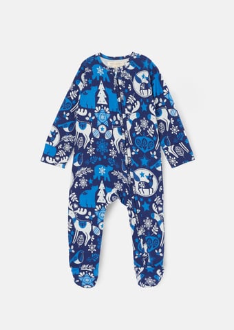 Andreas Navy Scandi Print Onsie and Hat