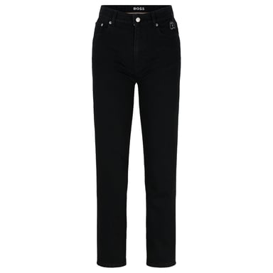 Women's Boss Straight-Fit Cropped Jeans in Black