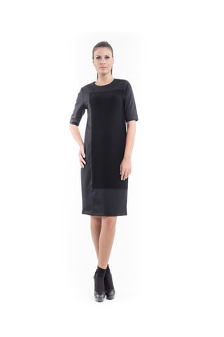 Shiftkleid aus Kontraststoff schwarz