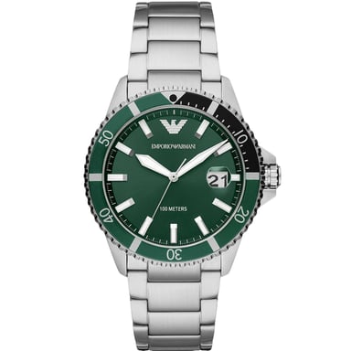Emporio Armani Herrenuhr Quartz Silber Grün