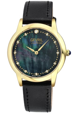 Gevril Airolo Swiss Diamond 13027 Leder Schweizer Quarzuhr