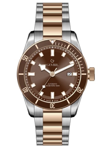 Gevril Herren Yorkville Schweizer Automatik Sellita SW200 Braunes Zifferblatt Zwei-Ton-Uhr