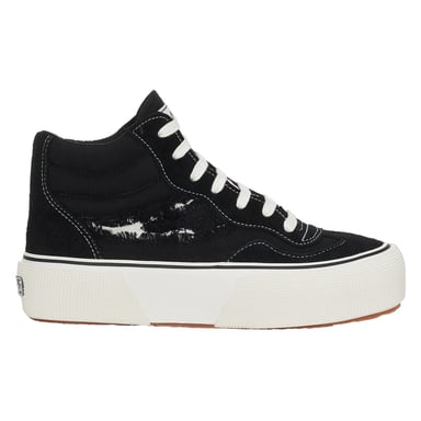 Superga - Damen Sneaker "3141 Revolley Swallowtail", Zerrissen (Schwarz/Weiß Avorio)