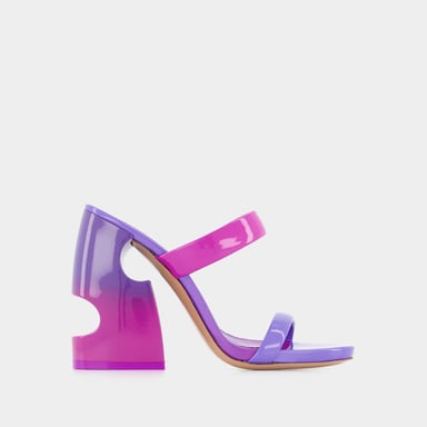 Großvolumige Pantoletten - Off White - Fucsia/Morado - Charol