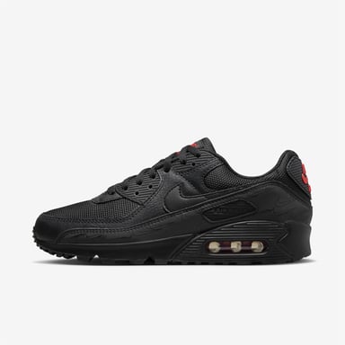 Nike Air Max 90 Herren Turnschuhe in Schwarz/Schwarz/Hellkarminrot