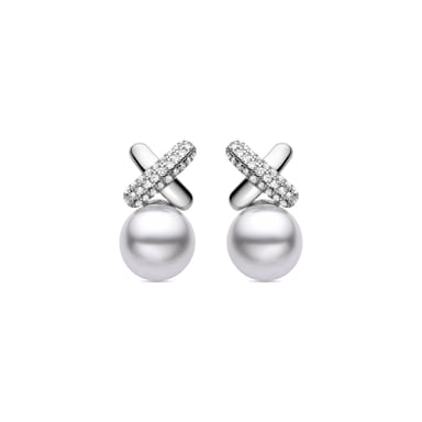 Luxenter Geyah 925 Sterling Silber und weiße rhodinierte Perlen Ohrringe