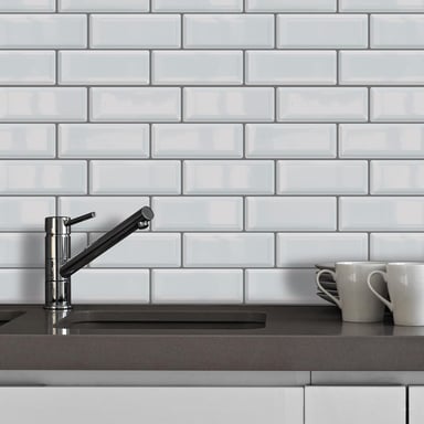 White Metro Glossy 3D Sticker Tile 30 x 15 cm - 12 pcs 3D Tiles Wall Stickers, Kitchen, Bathroom, Living room, peel and stick
