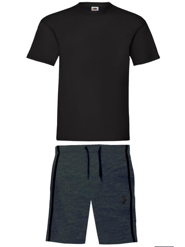 Enzo | Herren T-Shirt & Shorts Loungewear Set - Schwarz/Charcoal