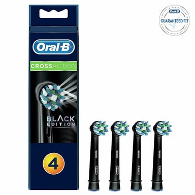 Oral-B CrossAction Black Toothbrush Heads Pack Of 4 Replacement Refills