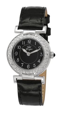 Yonger und Bresson Schwarzes Zifferblatt Schwarzes Band Uhr