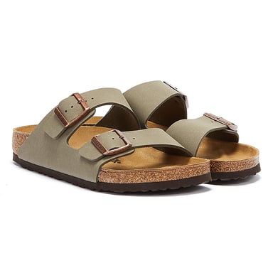 Herren Womens Birkenstock Arizona Birko Flor Nubuck Stein Sandalen - (Grau)