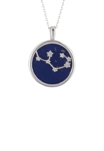 COLLIER EN LAPIS LAZULI, PIERRE DU ZODIAQUE PENDENTIF CONSTELLATION D'ÉTOILES EN ARGENT SAGITTAIRE