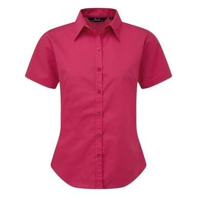 Premier Damen Kurzarm Popeline Bluse / Arbeitshemd (Hot Pink)