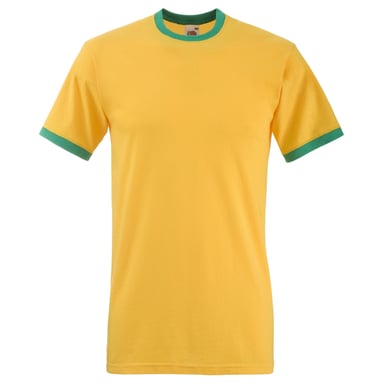 Fruit Of The Loom Herren Ringer T-Shirt (Sonnenblume/Kelly Grün)