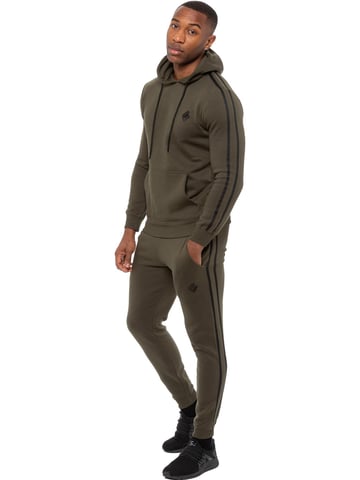 Enzo | Herren Pullover Tape Hoodie Trainingsanzug Set - Khaki