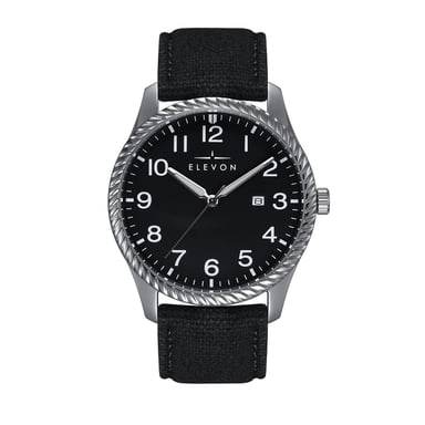 Montre Elevon Crosswind avec bracelet en cuir recouvert de toile et date