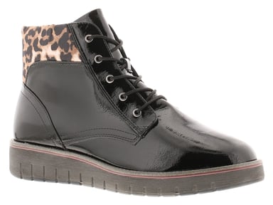 Marco Tozzi Womens Boots Ankle Mollie Lace Up black patent