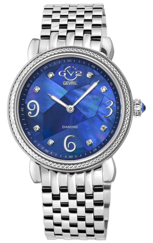 GV2 Ravenna 12613B Dunkelblau MOP Zifferblatt Schweizer Quarz Uhr