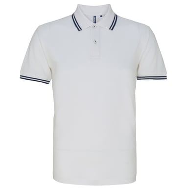 Asquith & Fox Herren Poloshirt mit klassischer Passform (Weiß/Navy)