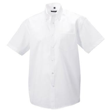 Russell Collection Herren Hemd, Kurzarm, bügelfrei (Weiß)