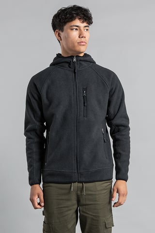 Grey Zip-Through Hooded Fleece With Sherpa Lining