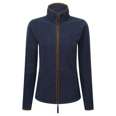 Premier Womens/Ladies Artisan Fleece-Jacke mit Kontrastbesatz (Navy/Braun)