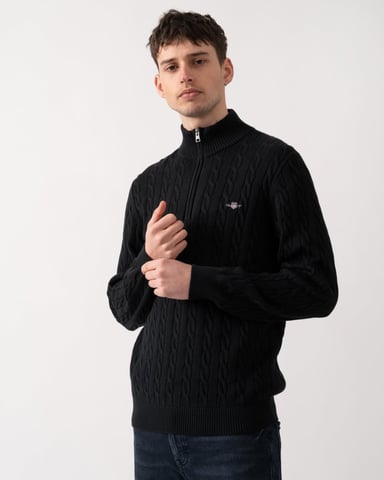 GANT Mens Cotton Cable Half Zip Jumper