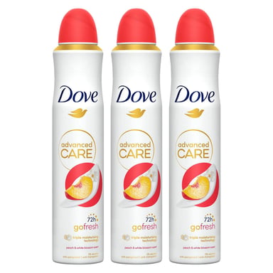 Dove Advanced Care Go Fresh AntiPerspirant Spray Peach & White Blossom, 3x200ml