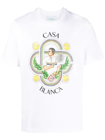 T-Shirt mit Casablanca Le Joueur-Print in Weiß
