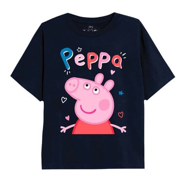 Peppa Pig Mädchen Klassisches Doodle T-Shirt (Navy)
