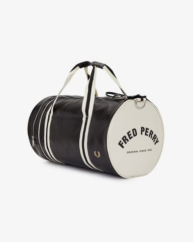 Einkaufen Für Fred Perry Classic Barrel Polyester Schwarz/Ecru Crossbody-Tasche