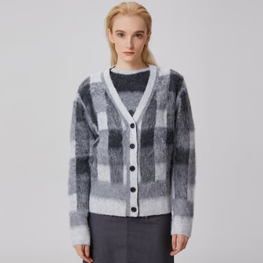 Strickjacke mit Karomuster