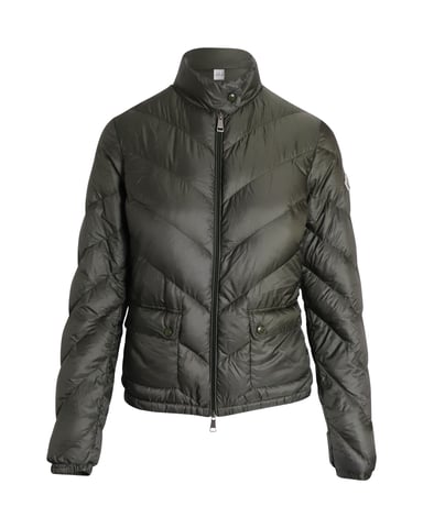 Moncler Stepp-Pufferjacke in Oliv-Polyamid