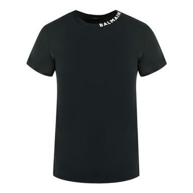 Balmain Bold Logo am Kragen Schwarzes T-Shirt