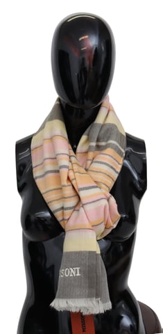 Echarpe unisexe en cachemire rayée multicolore pour hommes Missoni