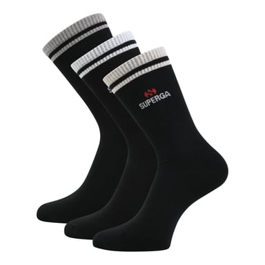 Superga Chaussettes unisexes adultes en tricot côtelé (paquet de 3) (Noir)